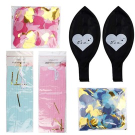 36 Inch Gender Reveal Balloons with Pink and Blue Heart Confetti for Gender Reveal Party