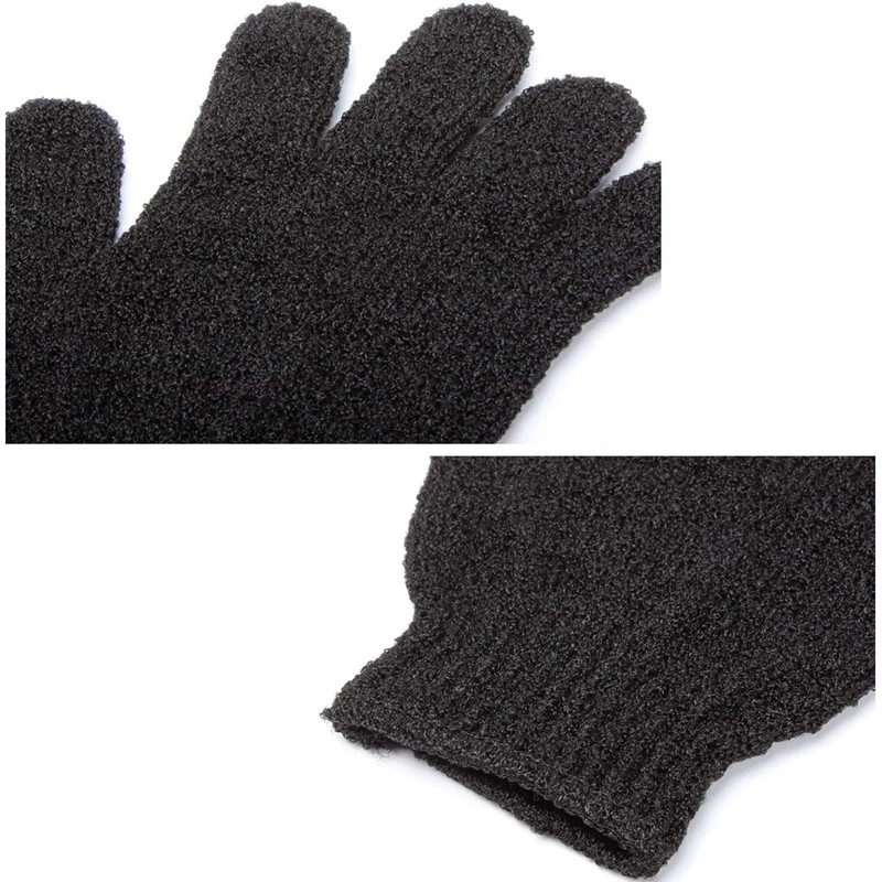 Guantes exfoliantes de baño premium – 6 pares negros, reutilizables