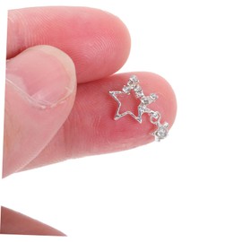 Vaguelly 20pcs Star Nail Art Charms with Rhinestones Luxury Nail Jewels and DIY Crafting Silver Pendants