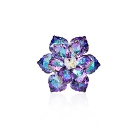 Crystal Flower Brooch Pin for Women Dress Suit Bag Hat Brooch Pin Wedding Party Birthday Dance Jewelry Accessories (Purple Flower Brooch Pin A)