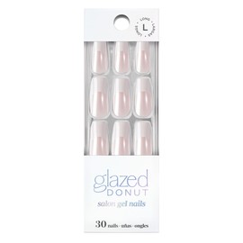 Dashing Diva Nailbliss Glazed Donut Gel Manicure Set - French Glaze - Salon Quality, Easy to Apply and Chip Resistant - Contains 30 Long Length, Square Shaped, Glue On Gel Nails