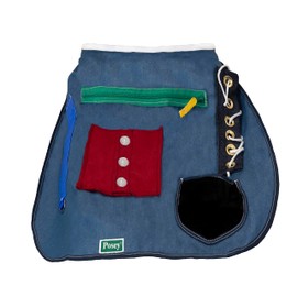 TIDI 7400 Posey Activity Apron – Blue Denim Apron with Bright Colors and Multiple Textures – Quantity: 1 – Fidget Apron – Sensory Apron – Home Care
