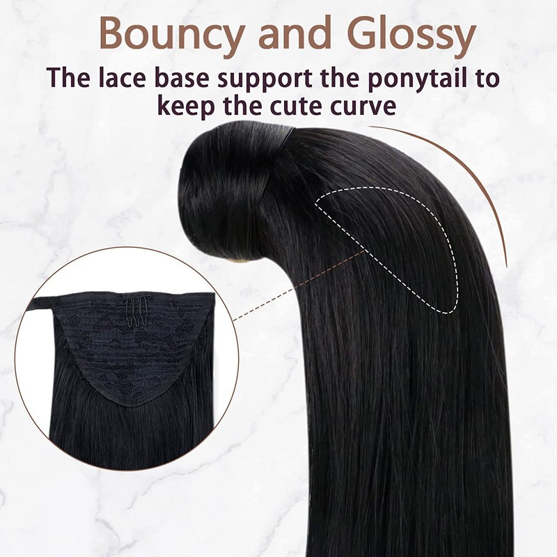 Runature Real Hair Black Braid Extensions, Remy Real Hair, Clip-In