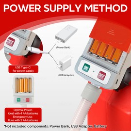 HiNADA Auto-Stop Fuel Transfer Pump - USB Type-C or Battery Power, Portable 3.2 GPM with 51'' Extra Long Hose, 4 Can Adapters & Leak Protection for Oil/Diesel/Gasoline Safe Transfer.