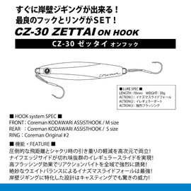 COREMAN Metal Jig CZ-30 Zettai On Hook #007 Sardine Gold