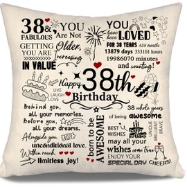 Inspirational Cushion Covers Gift for Birthday 38 Years Old Women Men Mom Dad Wife Husband Sister Brother Cousin Colleagues Friends 38th Birthday Gift 10-100 Years Old Birthday Gift Ideas (38)