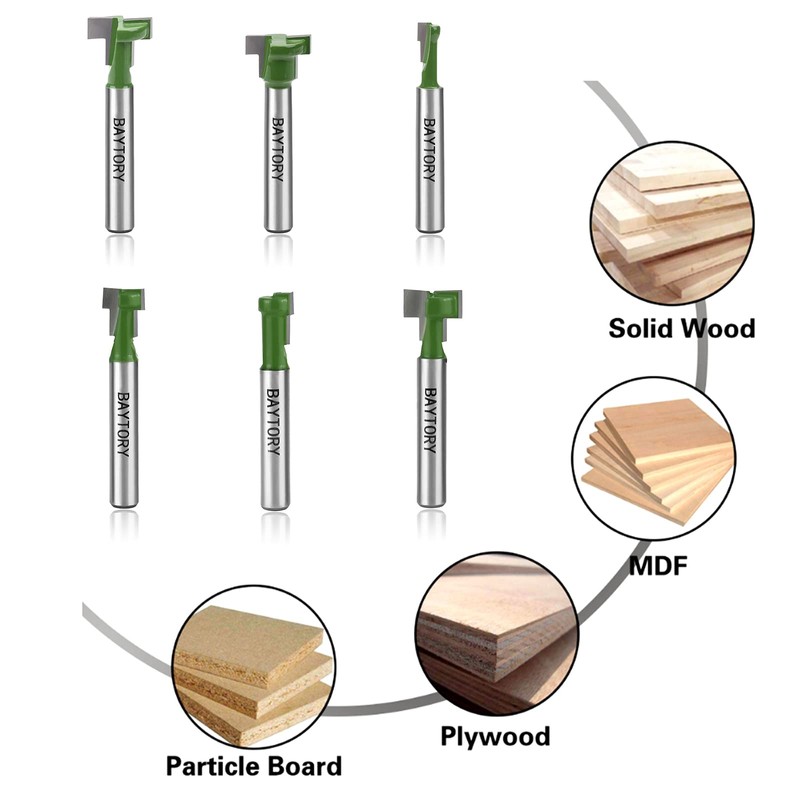 BAYTORY 6Pcs Keyhole Router Bits Set, 1/4" Shank Router Keyhole