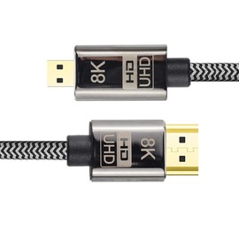 Xiwai Cable Micro HDMI a HDMI 2.1 Ultra-HD UHD 8K 60hz 4K 120hz Cable HDMI 48Gbs para cámara Tablet (1.0m)