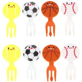 8Pcs Multicolour Mini Football Sport Fruit Fork Mini Cartoon Food Picks Children Snack Fruit Fork Fun Bento Picks Mini Cartoon Toothpick Animal Food Picks for Kids Cocktail Picks