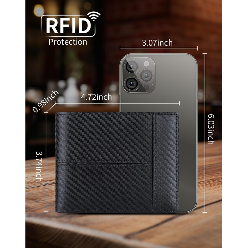 swallowmall Mens Wallet RFID Genuine Leather Slim Bifold Wallets for