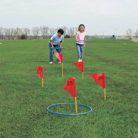 Large Outdoor Ring Toss Game - Includes Rings and Flags - Yards Toys and Active Play