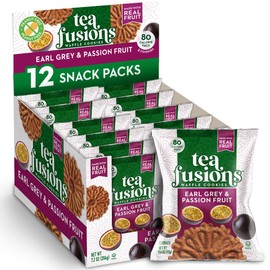 Reko Tea Fusions Waffle Cookies, Earl Grey & Passion Fruit - Individually Wrapped Single Serve Snack Packs - Thin Italian Pizzelles with No Artificial Flavors or Colors - 5 Cookies per Pack, Box of 12