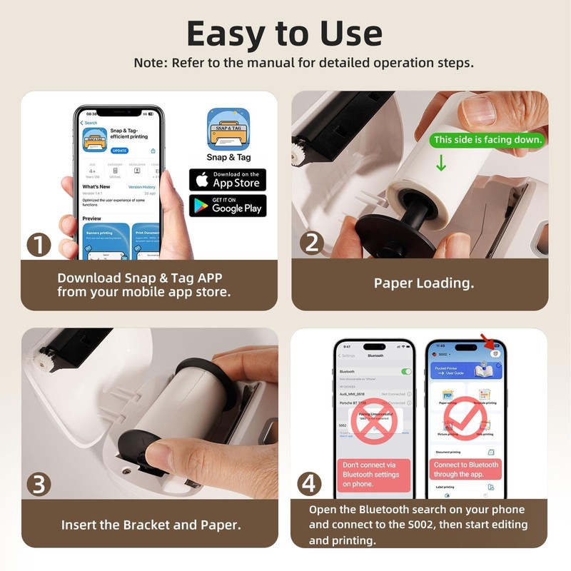 ORGSTA Sticker Printer Mini Printer S002 PrintPods Bluetooth Portable Sticker