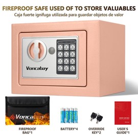 【Voncabay Mini Safe】0.23 Cubic Feet of Compact Security! 6.5"D x 9"W x 6.6"H – Perfect for Protecting Your Valuables box office hotel home:_Khaki