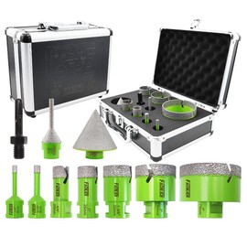 FACHLICH Diamond Core Drill Bits Set - Tile Hole Saw Kit 6/8/20/25/35/50/75MM with 2" Diamond Beveling Chamfer Bits for Porcelain Ceramic Tile Granite Marble(10PCS)