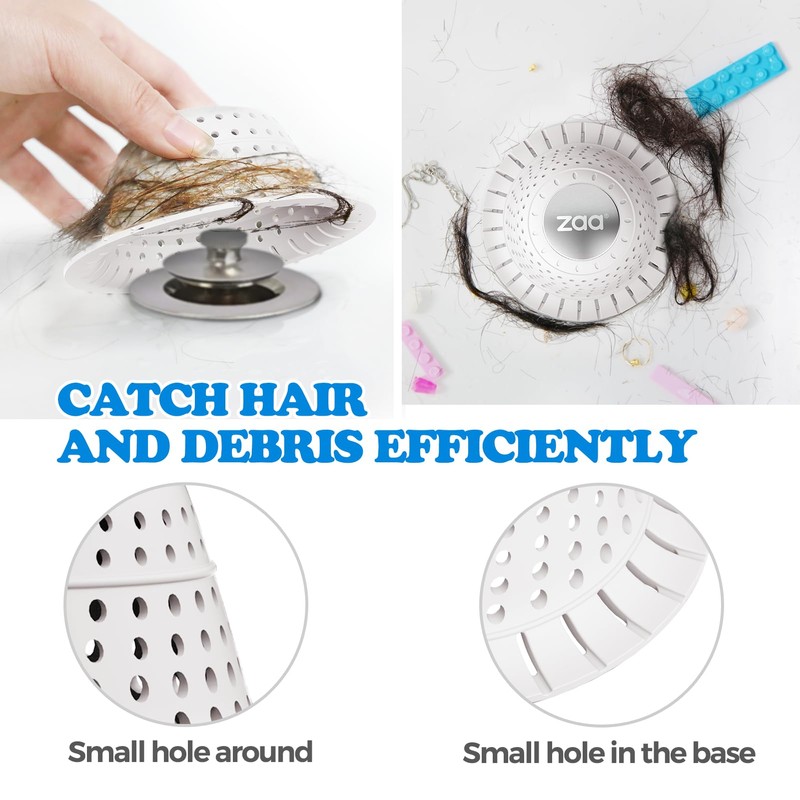 zaa Bathtub Drain Hair Catcher, Silicone Collapsible 1 Pack Drain