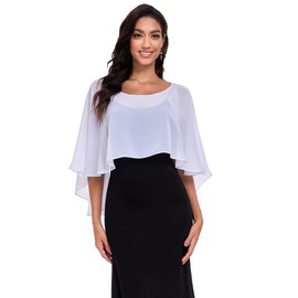 Pukguro Sheer Shawls and Wraps for Evening Dresses Chiffon Capes for Women Soft Wedding Cover Up White