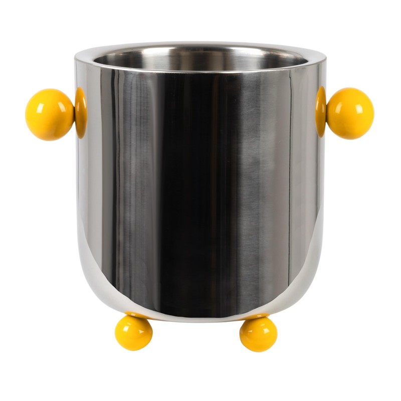 Creative Co-Op, Silver Stainless Steel Ice Bucket with Ball Handles