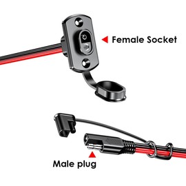 Jienk 2PCS 1FT 12AWG Socket Sidewall Port SAE Connector, Weatherproof SAE Male to Female Flush Mount Extension Cable for Solar Panel Generator Battery Charger