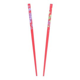 Set of Two Wooden Hair Sticks With Flowers Hair Pin Chopsticks 7 inches Long for Women - Red