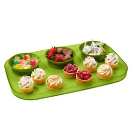 Madesmart Dipware 3-Bowl Reusable Serving Tray for Appetizers and Snacks, Food-Safe Appetizer Serving Platter with 3 Removable Dip Bowls, Lime