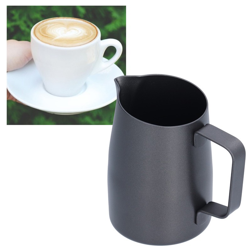 400ml Black PTFE Oblique Mouth Milk Frothing Jug 304 Stainless