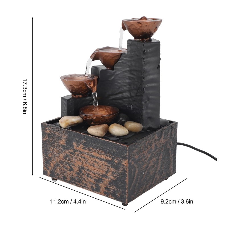Indoor Fountain Waterfall Tabletop, Mini Water Fountain with LED Light,