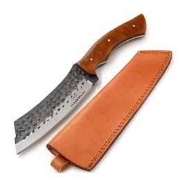 Old Ram Handmade Collection Chopper Clever Machete Full Tang Fix Blade Knife 14" Overall 1075 Hand Forged Carbon Steel (Brown)