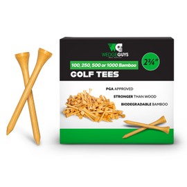Wedge Guys Bamboo Golf Tees 2-3/4" | 100,250,500 or 1000 pcs. | Extra Durable & Stronger Than Wood Tees | Biodegradable & Less Friction | PGA Professional Approved, Golf Tees Bulk Bag