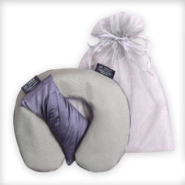 TARA Spa Therapy Herbal-Ease Aromatherapy Pillow Gift Bag Set, Neck + Silk Eye Pillow, Slate Gray