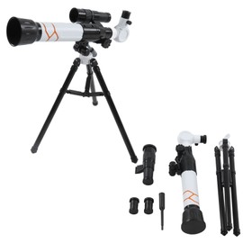 Children Astronomy Telescope with Adjustable Tripod Lightweight Portable Telescope for Kids Beginners White