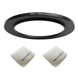 Adaptador de lente de 62 mm a 82 mm para lente de cámara de 62 mm a 82 mm, anillo adaptador de anillo elevador para todas las marcas de UV ND CPL, con paño de limpieza de lente premium, paquete de 2