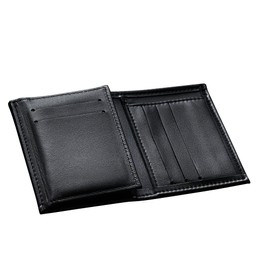 Hidden Badge Trifold Wallet USAF SP Air Force Security Police Badge Holder (Cutout DK197) Black Leather