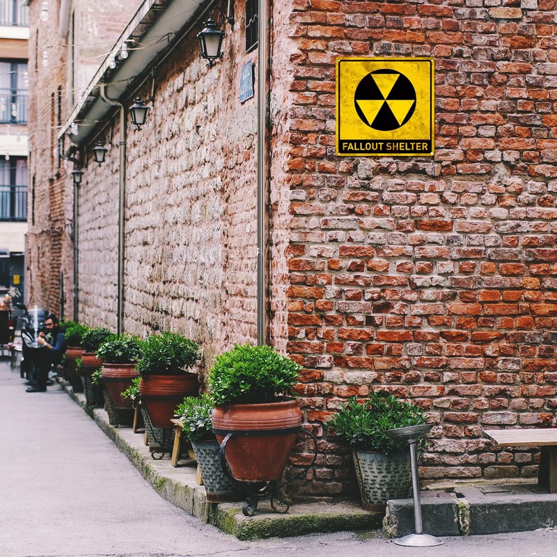 BTHUKO Funny Warning Nuclear Radiation Fallout Shelter Home Work Office