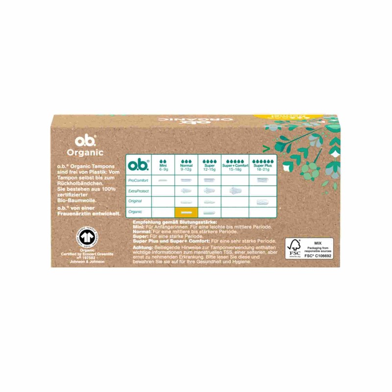 OB Tampon Organic Organic Normal Pack of 6 (6 x