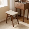 Muwuele Solid Wood Vanity Stool, Compact Makeup Chair with Saddle