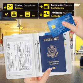 Hsxnam Passport and Vaccine Card Holder Combo, Passport Holder with Vaccine Card Slot, Passport Holder with RFID Blocking Leather Travel Document Organiser for Women, Pink Marble, Fashionable