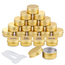 20 Pieces Aluminum Jars, Metal Jars Empty Cosmetic Containers with Screw Covers and Labels and Mini Spatula for Sample Cream Cosmetics Lip Balm - 20ml