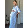 PinkBlush Light Blue Striped Button Down Maternity Maxi Dress