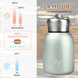 Small Vacuum Insulated Water Bottle Mini Thermal Water Bottle Leak-Proof Vacuum Drink Bottle for Home, Outdoors, Travel, Sports, 280ML (Green)