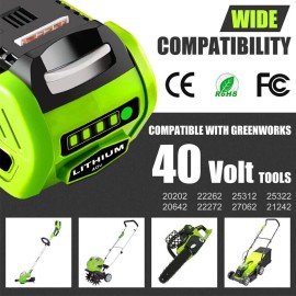 For GreenWorks 40V For Greenworks G-MAX Lithium Battery 29472 29462 29252 20202 40 Volt 6000mAh
