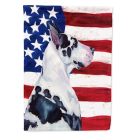 Caroline's Treasures LH9013CHF USA American Flag with Great Dane House Flag Large Porch Sleeve Pole Decorative Outside Yard Banner Artwork Wall Hanging, Polyester, House Size, Multicolor
