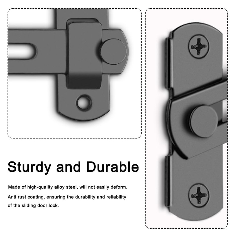 2PCS Barn Door Lock, 180 Degree Flip Sliding Barn Door