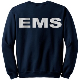 EMS Sweatshirt in Navy with Reflective Logo, Emergency Medical, First Responder
