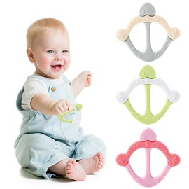 HABNI Baby Beißspielzeug, 3 Stück Kinderzahnbürste Zahnungshilfe, Beißring Aus Silikon, Wundes Zahnfleisch Zu Stimulieren Und Zu Massieren, Beissring Baby Spielzeug Kühlend, Silikon Greifling