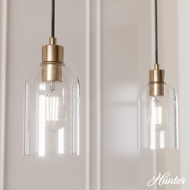 Hunter - Lochemeade 1-Light Alturas Gold Mini Pendant Light, Dimmable, Modern Style, Cylinder Shaped, for Bedrooms, Kitchens, Dining, Living Rooms - 45227