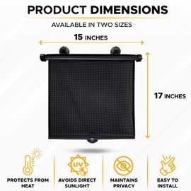 EcoNour Car Window Shades (4 Pack) | Retractable Roller Sunshade for Kids | Baby Window Shades for Offers Impeccable Sun Protection | Curtain Shades for Privacy Blackout | 15"x17"