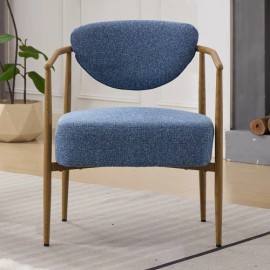 Blue Fabric Cover Dining Room Chair Living Room Chair Bedroom Chair Woven Fabric with Foam Backcolor: Blue + Fabric+Metal + Foam, size: 24.80*24.80*29.10inch