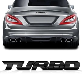 Msyuusr 2PCS Turbo Car Emblem, Premium Metal Turbo Badge, 3D Turbo Metal Fender Logo Badge Sticker, Car Accessories Car Emblem Decal for All Cars, Truck, SUV（Black）