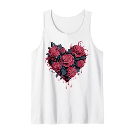 Melting Red Roses Heart Valentines Day Flower Rose Lover Tank Top